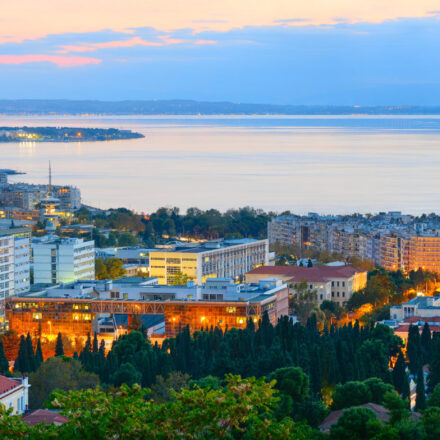 Panoramic view of Thessaloniki at twilight. Greece